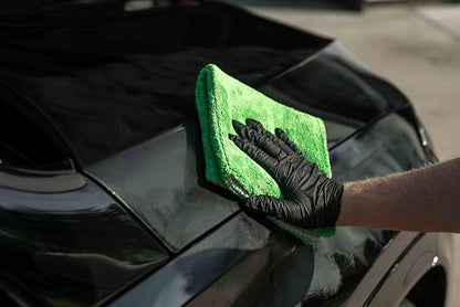 Autofiber Royal Plush Double Pile Microfiber Detailing Towel - Pack of 3, Green/Gray (16 inch x 16 in, 700 GSM)