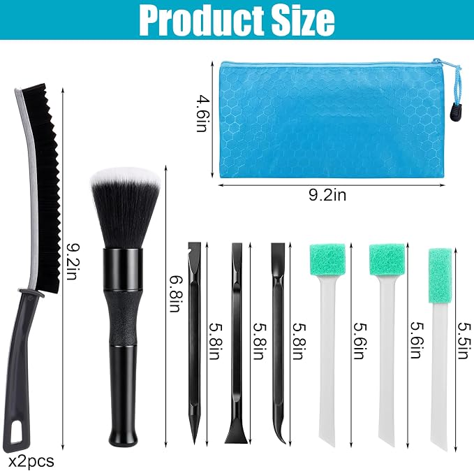 XANGNIER Car Detailing Kit Interior,Car Cleaning Interior Cleaner Brush Kit Tool,Car Care Detail & Clean Supplies Accessories Kits,Suitable for Auto,SUV,Truck,Sedan,Dashboard,Panel,10 Pcs Tools Sets