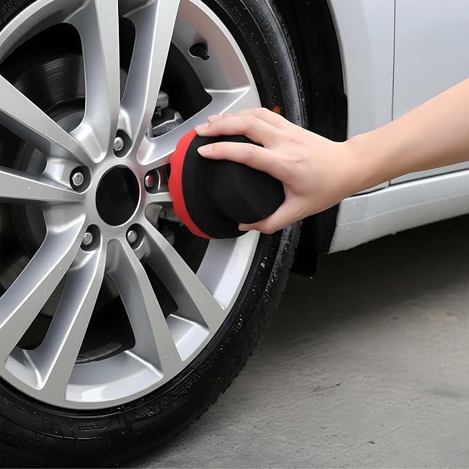 2 PCS Tire Shine Applicator Pad Large Hex Grip Tire Dressing Applicator Reusable Car Detailing Foam Sponge Polishing Tool Wave Contoured Car Cleaning Supplies for Rubber Vinyl & Plastic Trim