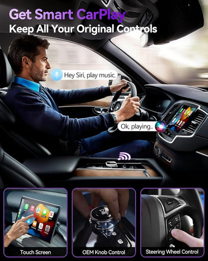2026 Upgrade Wireless CarPlay Adapter for iPhone, Convert Factory Wired to Wireless CarPlay Dongle, Plug and Play Fast Auto-Connect, Low Latency Car Gadget for 2015+ OEM Wired Cars & iOS 10+