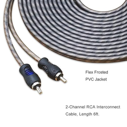 RECOIL RCI-26 100% Oxygen Free Copper 6ft 2-Channel RCA Audio Cable, Twisted Pair with Noise Reduction