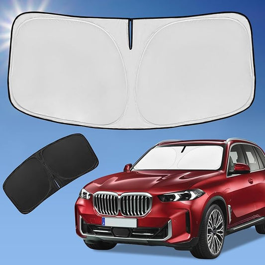 Sun Shade Sunshade for BMW X5 2019-2024 2025 2026 Windshield Cover, 4-Layer Front Window Shade Custom fit BMW X5 M Sport xLine SUV Sun Visor Retractable Shield Shade Blocks UV Rays Car Accessories