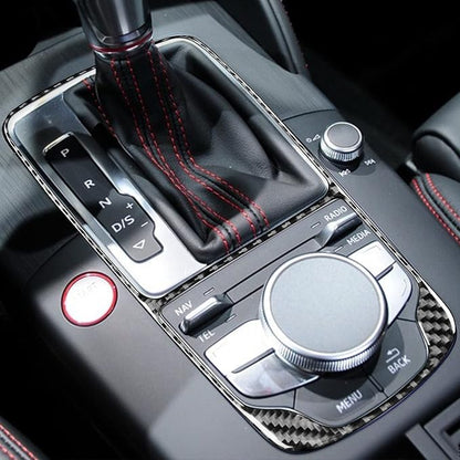 Real Premium Carbon Fiber Decor Compatible with Audi A3 S3 RS3 8V 2013 2014 2015 2016 2017 2018 2019 Car Automatic Gear Shift Panel Decal Frame Auto Interior Accessories Sticker Black