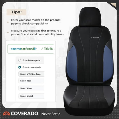Coverado Seat Covers for Car, Leather Automotive Car Seat Covers 5 Seats, Mesh Breathable Auto Seat Protectors, Driver Seat Covers Universal Fit for SUV, Truck, Vans, Sedan