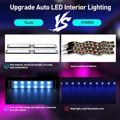 Yilaie LED Car Lights Interior Multcolor Lights for Trucks Accessories Inside with APP Control & Music Sync, Footwell Lighting USB DC 5V