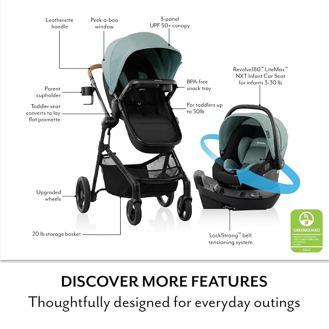 Pivot NXT Travel System with Litemax NXT Infant Car Seat Pacific Green