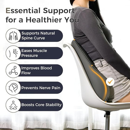 Coverado Lumbar Support Pillow for Car, Ergonomic Memory Foam Back Pillow for Office Chair, Back Cushion for Back Pain Relief, PU Leather Car Lumbar Support for Driving Seat