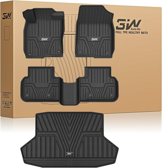 3W Floor Mats & Cargo Liner Fit for 2026 2022-2025 Honda Civic Sedan (Not Fit Hybrid/Manual/Hatchback), TPE Custom Fit Floor Liner and Trunk Full Set Car Mats