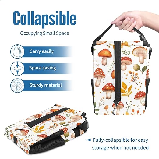 Car Trash Can – Multi-Purpose, Lightweight and Portable with Durable Water-Resistant Coating, No Installation Required, Practical and Ample Capacity, Variety of Colors.Mushroom