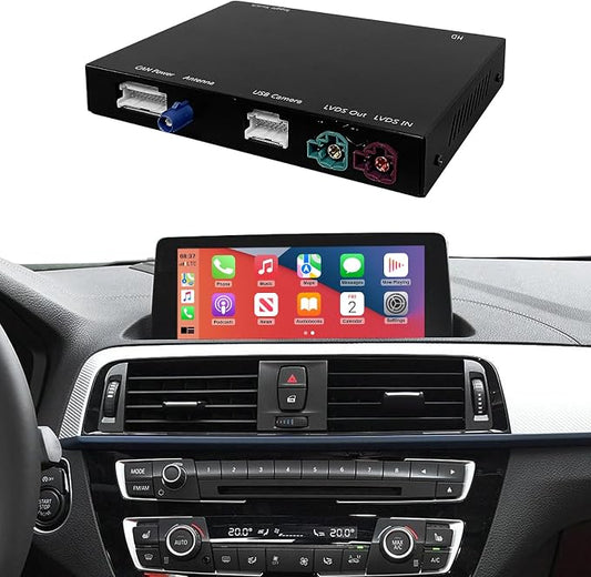 Wireless CarPlay Retrofit Kit Decoder Compatible with BMW 1/2/3/4/5/6/7/M3/M4/M5/X1/X2/X3/X4/X5/X6 (2017–2020), for EVO ID5 & ID6 System, Supports Android Auto, Mirror Link, Reverse Camera