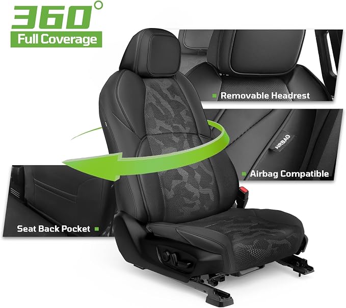 Fit for Tacoma 2024-2026 Car Seat Covers,Custom Car Seat Covers Full Set 5-Seat Car Seat Protector,Waterproof Comfortable Luxury Leather Seat Covers-Full Coverage Automotive Seat Covers Design(Black)