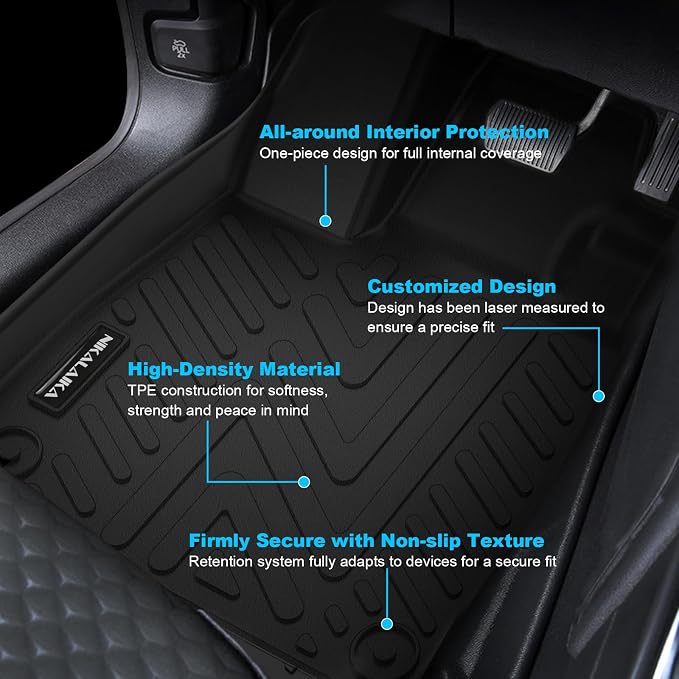 Floor Mats for Buick Envista 2024 2025 2026 All Weather Protection TPE Rubber Floor Liners for Buick Envista 2026 Accessories, Odorless Anti-Slip, 1st & 2nd Row, Black