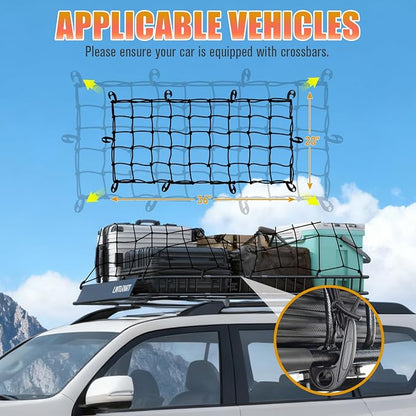 LWTURMRT Roof Rack Cargo Carrier Basket 84(L) X39(W) Heavy Duty 200Pounds Extension Travel with 2 Piece of Net