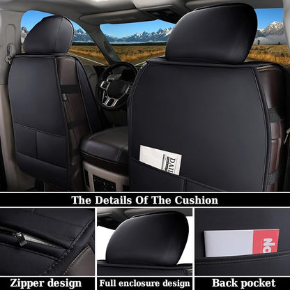 Coverado Ram Seat Covers Full Set, Waterproof Ram 1500 Seat Cover Compatible with 2002-2026 Dodge RAM 1500 2500 3500 Crew Quad Cab with Curved Bench, Black