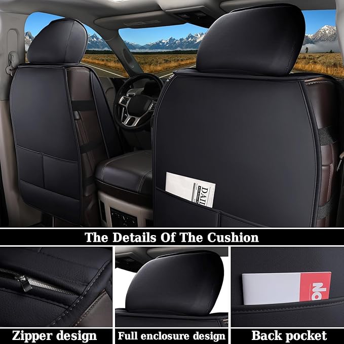 Coverado Seat Covers Full Set, Waterproof RAM 1500 Seat Cover Compatible with 2002-2026 Dodge RAM 1500 2500 3500 Truck Pickup Crew Double Mega Quad Cab with Flat Bench, Red