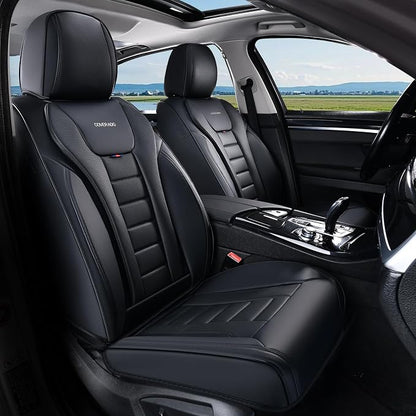 Coverado Car Seat Covers Full Set, Seat Covers for Cars, Front Seat Covers and Back Seat Cover Waterproof Leather Automotive Seat Cover, Universal Car Interior Protectors Cushion for Most Cars