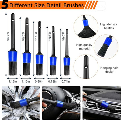 41Pcs Professional Car Detailing Kit, Car Wash Kit with Portable Handbag, Wet and Dry Use Car Cleaning Kit, Durable Drill Brush, Apply to Interior, Exterior, Wheels, Trucks, Motorcycles