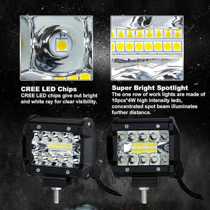 4 Inch LED Light Pods 60W 12000LM Combo White Led Light Bars Spot Flood Beam Off Road Driving Fog Lights Waterproof for Offroad Boat Car Tractor Truck SUV ATV Grain Drill, Mower, Snowplow