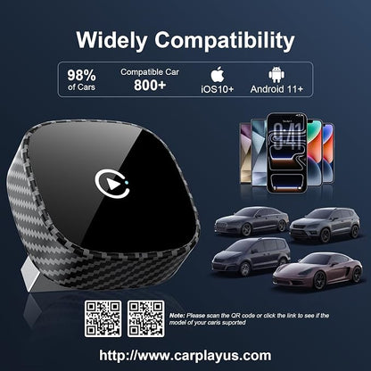 Wireless CarPlay Adapter for Apple iPhone & Android Auto 2026 Upgrade - Bluetooth & Wi-Fi, Plug & Play, 3X Fast Auto-Reconnect, No Latency, Convert Wired to Wireless Car Play Adapter (Black)