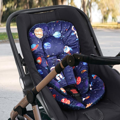 SWESEN Infant Car Seat Insert with 2 Strap Pads, Super Soft Carseat Head and Body Support for Baby Boys and Girls, Reversible Newborn Car Seat Insert Cushion for Strollers, Bouncers, Space