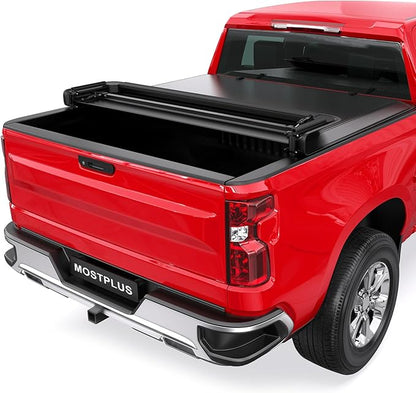 MOSTPLUS Quad FOLD Truck Bed Tonneau Cover Soft Compatible for 1988-2006 Chevy Silverado/GMC Sierra 1500 2500 3500 HD (Incl. 2007 Classic) | Fleetside 6.5 FT On Top