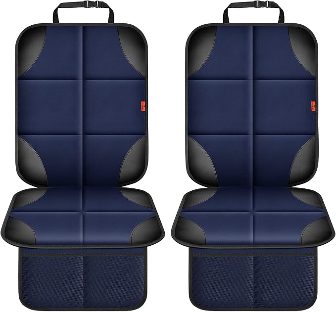 XHYANG Car Seat Protector 1 Pack Car Seat Cushion Mat Thickest Padding,Waterproof 600D Fabric Car Seat Covers for Non-Slip Backing Mesh Pockets for Baby and Pet (Blue, 2 Pcs)