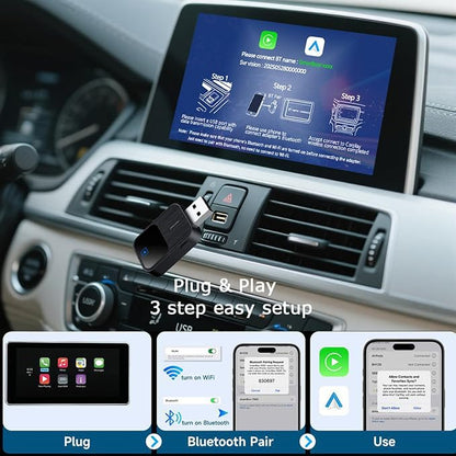 Sehawei 2-in-1 Wireless CarPlay/Android Car Adapter 2025 Upgrade Wired CarPlay to Wireless Mini USB & Reset Button Design for Cars Built-in CarPlay/Android Car