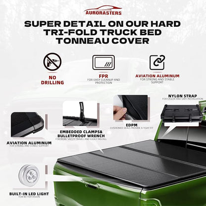 Hard Tri-Fold Truck Bed Tonneau Cover Compatible with 2002-2018 Dodge Ram 1500; 2003-2025 2026 2500 3500; 2019-2024 Classic | 8' (96") Bed