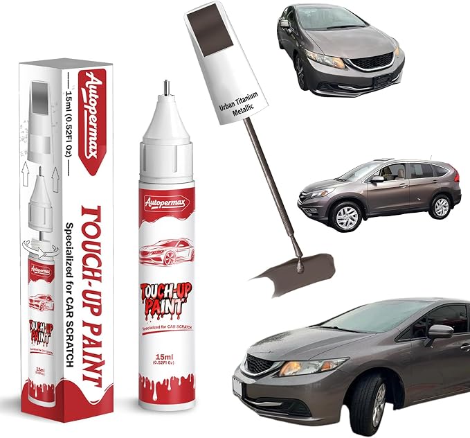 YR-578M Urban Titanium Metallic Car Touch Up Paint for Honda, Color Accurate Two-In-One Car Paint Scratch Repair Pen, Professional Scratch Remover for Vehicles Chips and Nicks Scuff