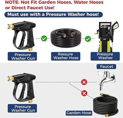 Foam Cannon Dual Connector for Pressure Washer, Industrial Car Wash Foam Gun Kit 1/4 Inch Quick Connector, Adjustable Soap Cannon with 5 Pressure Washer Nozzle Tips, Adapter, 1 Liter