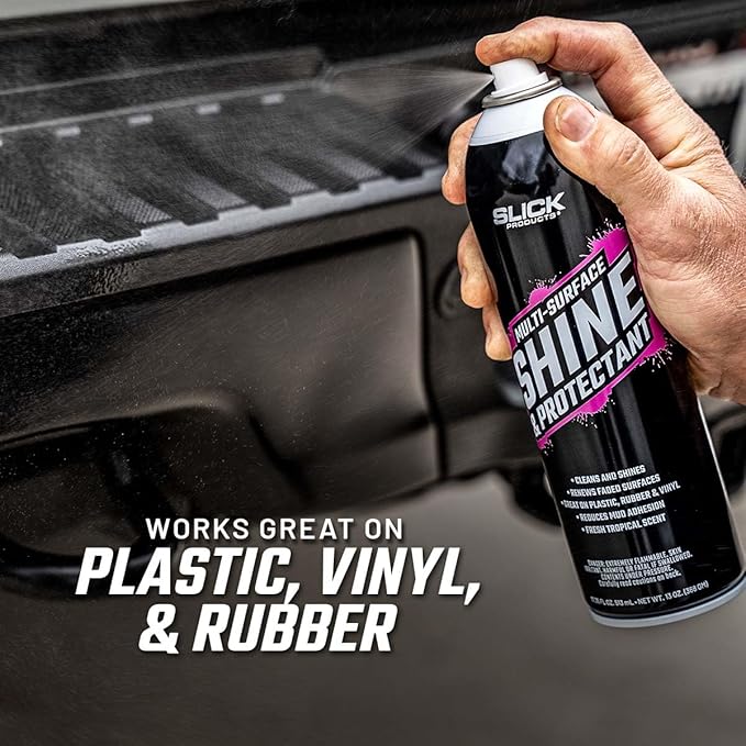Slick Products Shine & Protectant Spray 17.35 FL OZ. - High Gloss Clear Coating Renew Vinyl, Plastic, Rubber, Trim, Tire, Car, Truck, Motorcycle, Dirt Bike (3-Pack)