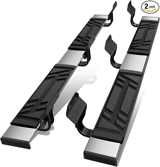 Auto Dynasty Running Boards for 2015-2024 Ford F-150, 2017-2024 F-250 F-350 Super Duty Super Cab, Stainless Steel Side Step Rail Nerf Bars, 6.5" Step Bars, Chrome
