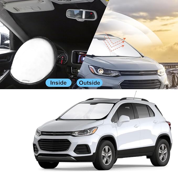 TINGLU Sun Shade for Chevrolet/Chevy Trax 2013-2023 Accessories Windshield Sun Shade Window Shade UV Rays Protection Sun Visor Cover with Steering Wheel Sunshade Storage Bag