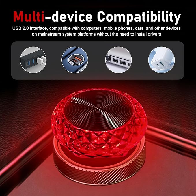 1 PCS Mini USB LED Car Interior Light, Plug & Play Compact Atmosphere Lamp, Personalized Automotive Interior Ambient Light Decor, Universal for Most Cars (Red)