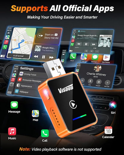 2 in 1 Wireless CarPlay and Android Auto Adapter, One-tap Switch for iPhone & Android, 3s Fast Auto-Connect, Converts Wired to Wireless, Plug & Play for iOS 12+, Cars 2016+