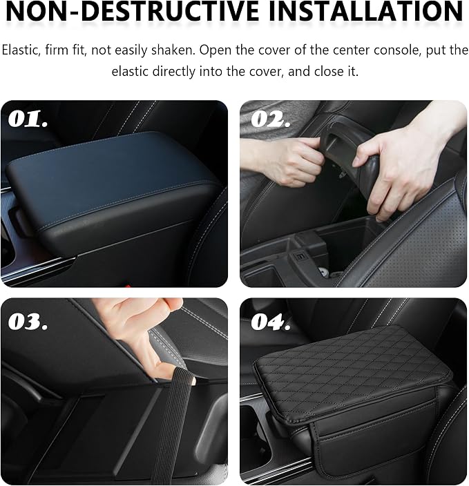 Stacool Upgraded Car Center Console Cover,Microfiber Leather Car Armrest Cover Cushion with 2 Storage Bags,Universal Car Armrest Storage Box (Brown)