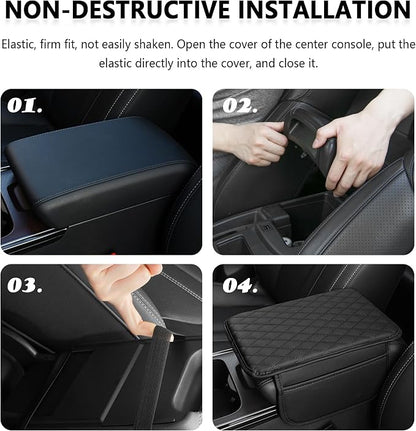 Stacool Upgraded Car Center Console Cover,Microfiber Leather Car Armrest Cover Cushion with 2 Storage Bags,Universal Car Armrest Storage Box (Brown)