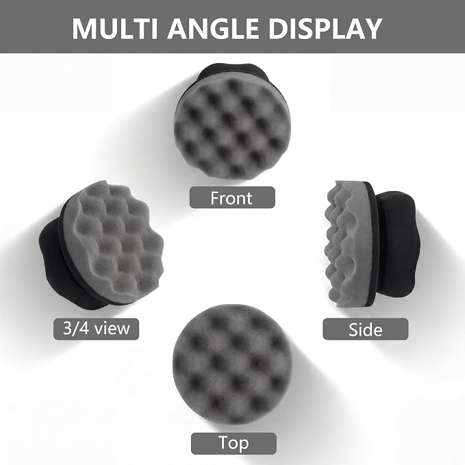 6 Pack Large Tire Shine Applicator Pad - Hex Grip Tire Applicator Sponge,Reusable Foam Sponge Tool for Car,Ideal for Applying Tire Shine & Tire Cleaner After Car Wash,Car Cleaning (Black, 6 Pack)