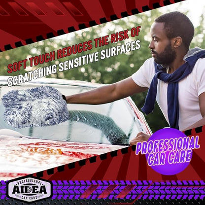 AIDEA Car Wash Mitt Microfiber, 1PK Scratch Free Lint-Free, Wheel Cleaner Mitts, Extra Plush Premium Microfiber Mitt Car Wash Brush, Regular Size 7.12''X10.14''