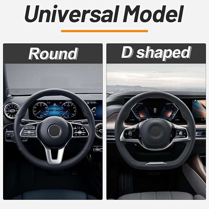 KAFEEK Elastic Long Microfiber Plush Steering Wheel Cover for Winter Warm, Universal 15 inch, Anti-Slip, Odorless, Brown