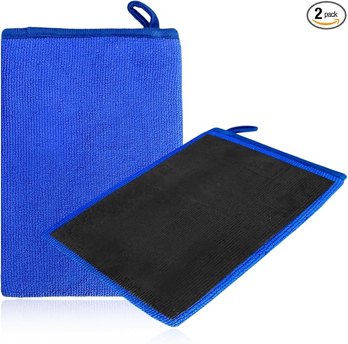2 PCS Clay Mitts, Microfiber Clay Bar Towel Medium Grade Auto Detailing Gloves, Scratch-Free Surface Prep Mitt Alternative for Car Paint Claying Cleaning & Polishing (Blue)