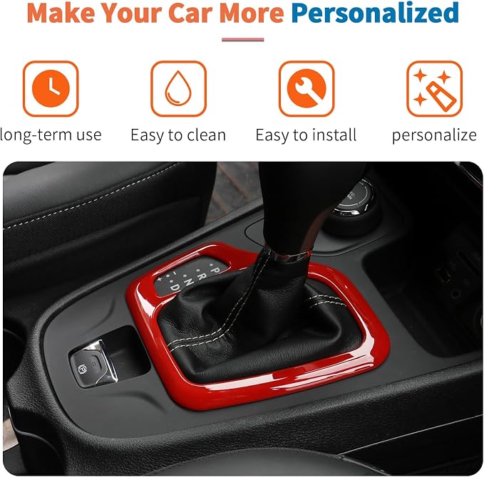 JeCar 9pcs Set Red Interior Trim Kit for 2014-2018 Jeep Cherokee Interior Accessories
