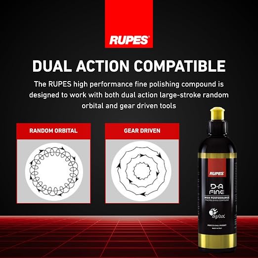 RUPES 9.DAFINE250 Pack of 6 Yellow 250 ml D-A Fine High Performance Fine Polishing Compounds for Car Detailing & Removing Scratches | Reduces Oxidation and Removes Swirl Marks | Light Defect Removal