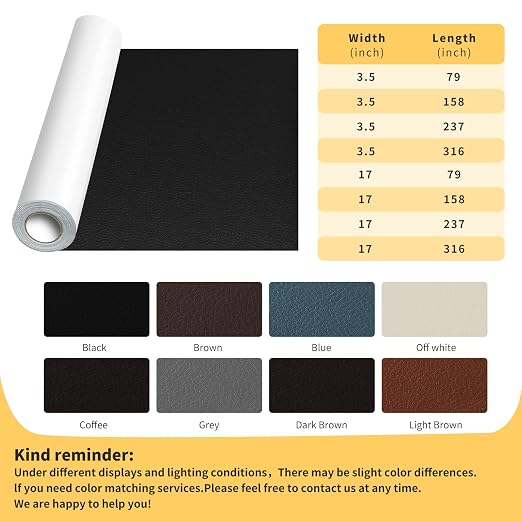 JuCheng Leather Repair Kit -Leather Repair Patch Self-Adhesive Waterproof Patch & Glue for Furniture, Car Seats, Sofa, Couch, Vinyl - Instant Fix for Tears & Scratches (Coffee, 17X79 inch)