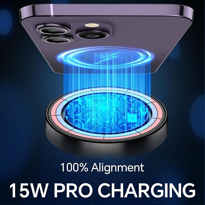 Coolpow for MagSafe Car Mount Charger【Ultra Magnet】 Magnetic Phone Holders for Your Car Charger【Windshield+Vent+Dash】 Magnetic Wireless Car Phone Holder Charger Car Mount for iPhone 17 (Carbon Fiber)