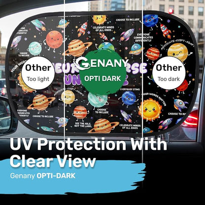 GENANY 2pcs Celestial Window Sun Shade for Sedan SUV Truck (21x14 Inches), Sun Shades for Side Window, Accessories for Kids, Baby Window Shades, Summer Car Decor