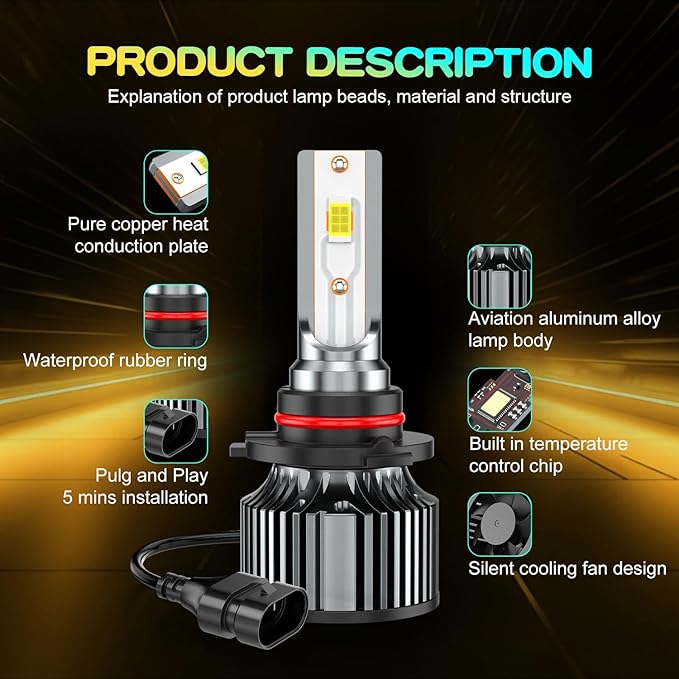 Compatible for Toyota Corolla/ Nissan Titan High Low Beams Bulbs 2004 2005 2006 2007 2008 2009 2010 2011 2012 2013 2014 2015, 6500K White Powersports Lights, Plug and Play, for Off-Road Use, Pack of 4