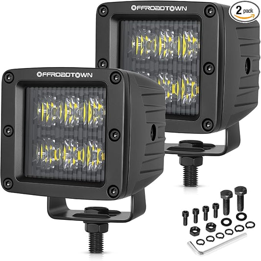 LED Cubes, OFFROADTOWN 3inch 120W CREE LED Pods Driving Lights Cubes Ditch Light Off Road Lights Reverse Light for Truck Pickup UTV ATV SUV Boat 4x4 Car - Driving Flood