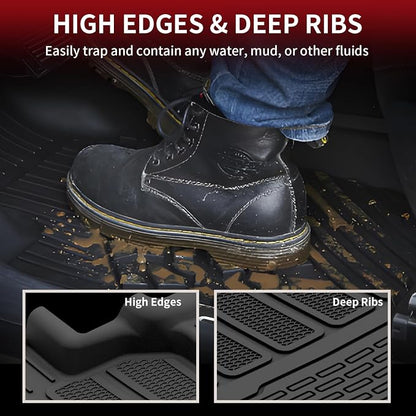 LASFIT Floor Mats & Trunk Mat for Jeep Grand Wagoneer 2022-2025 7 Seats Only (NOT Fit for L or 8 Seats) All Weather TPE Custom Fit Floor Liners Cargo Mat Black