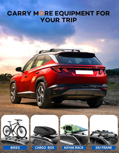 Wonderdriver 300lbs Roof Rack Cross Bars Compatible with Hyundai Tucson 2016-2026 SEL/N Line/Limited, Heavy Duty Aluminum Lockable Roof Rails Crossbars Black Rooftop Cargo Carrier Luggage